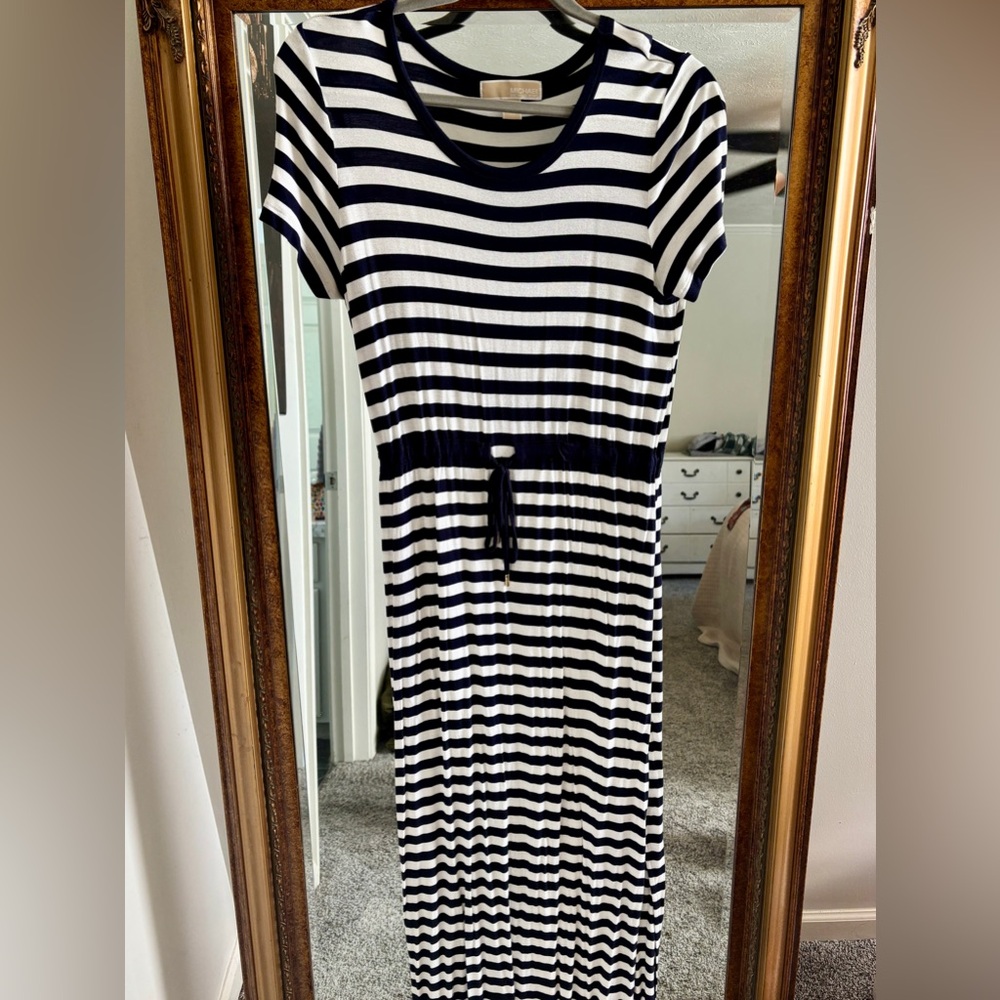 Michael Kors | Short Sleeve Striped Maxi Dress